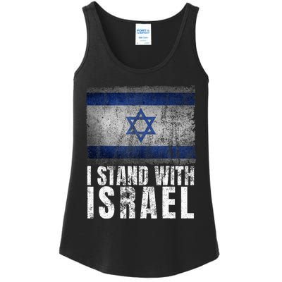 I Stand With Israel Jewish Gifts Heritage Israeli Flag Ladies Essential Tank