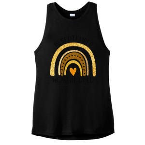 In September We Wear Gold Rainbow Childhood Cancer Awareness Gift Ladies PosiCharge Tri-Blend Wicking Tank