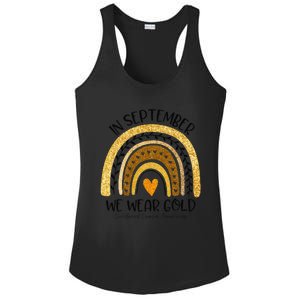 In September We Wear Gold Rainbow Childhood Cancer Awareness Gift Ladies PosiCharge Competitor Racerback Tank