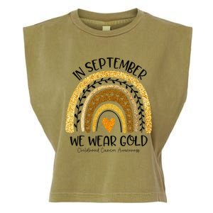 In September We Wear Gold Rainbow Childhood Cancer Awareness Gift Garment-Dyed Women's Muscle Tee