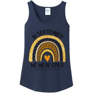 In September We Wear Gold Rainbow Childhood Cancer Awareness Gift Ladies Essential Tank