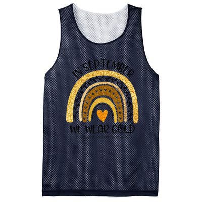 In September We Wear Gold Rainbow Childhood Cancer Awareness Gift Mesh Reversible Basketball Jersey Tank