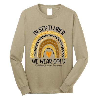 In September We Wear Gold Rainbow Childhood Cancer Awareness Gift Long Sleeve Shirt