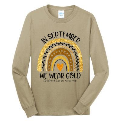 In September We Wear Gold Rainbow Childhood Cancer Awareness Gift Tall Long Sleeve T-Shirt