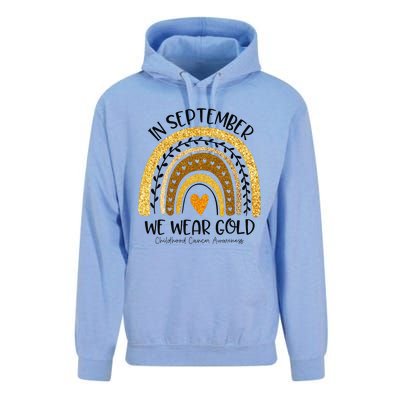 In September We Wear Gold Rainbow Childhood Cancer Awareness Gift Unisex Surf Hoodie