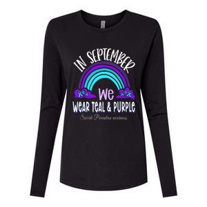 In September We Wear Teal Purple Ribbon Suicide Prevention Womens Cotton Relaxed Long Sleeve T-Shirt