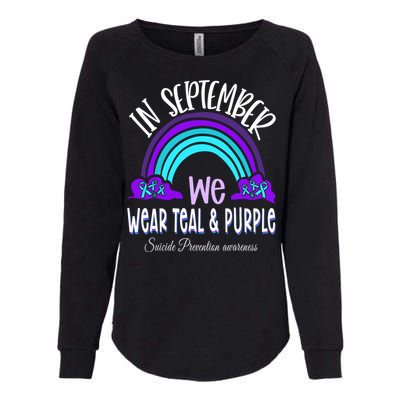 In September We Wear Teal Purple Ribbon Suicide Prevention Womens California Wash Sweatshirt