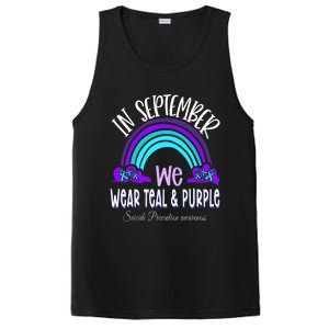 In September We Wear Teal Purple Ribbon Suicide Prevention PosiCharge Competitor Tank