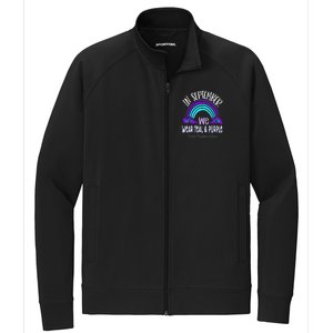 In September We Wear Teal Purple Ribbon Suicide Prevention Stretch Full-Zip Cadet Jacket