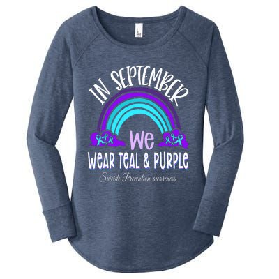 In September We Wear Teal Purple Ribbon Suicide Prevention Women's Perfect Tri Tunic Long Sleeve Shirt