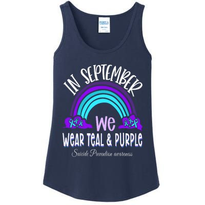 In September We Wear Teal Purple Ribbon Suicide Prevention Ladies Essential Tank