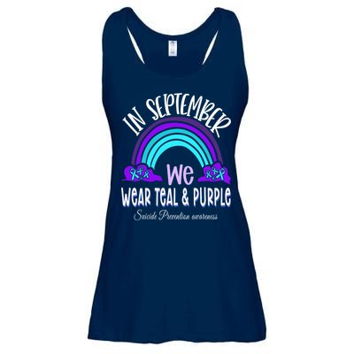 In September We Wear Teal Purple Ribbon Suicide Prevention Ladies Essential Flowy Tank