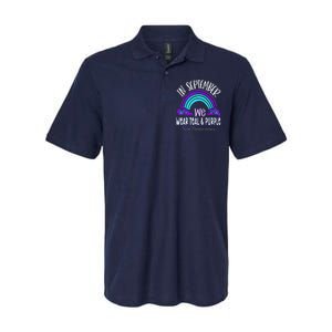 In September We Wear Teal Purple Ribbon Suicide Prevention Softstyle Adult Sport Polo