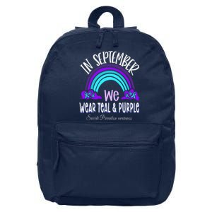 In September We Wear Teal Purple Ribbon Suicide Prevention 16 in Basic Backpack