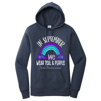 In September We Wear Teal Purple Ribbon Suicide Prevention Women's Pullover Hoodie