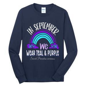 In September We Wear Teal Purple Ribbon Suicide Prevention Tall Long Sleeve T-Shirt