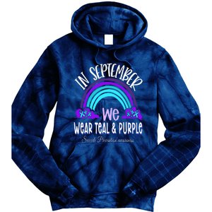 In September We Wear Teal Purple Ribbon Suicide Prevention Tie Dye Hoodie