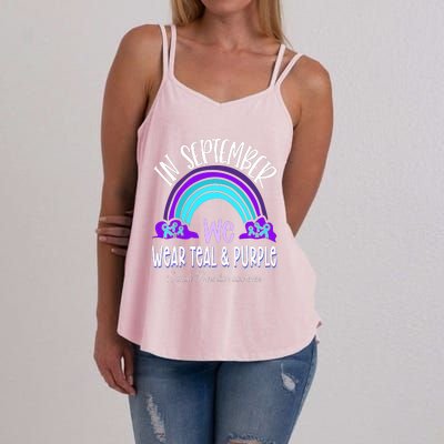 In September We Wear Teal Purple Ribbon Suicide Prevention Women's Strappy Tank