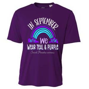 In September We Wear Teal Purple Ribbon Suicide Prevention Cooling Performance Crew T-Shirt