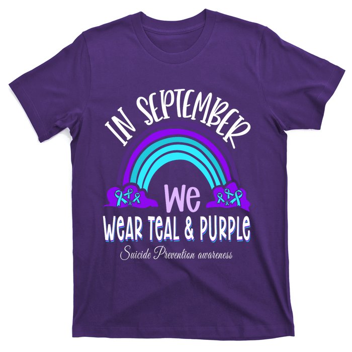 In September We Wear Teal Purple Ribbon Suicide Prevention T-Shirt