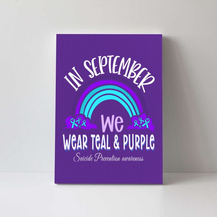 In September We Wear Teal Purple Ribbon Suicide Prevention Canvas