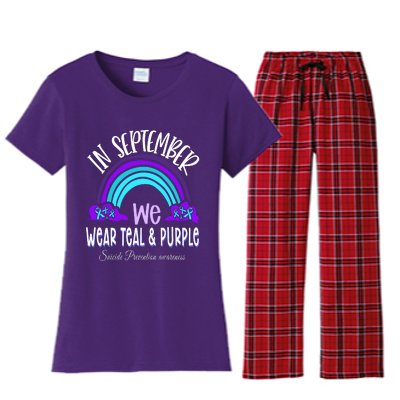 In September We Wear Teal Purple Ribbon Suicide Prevention Women's Flannel Pajama Set