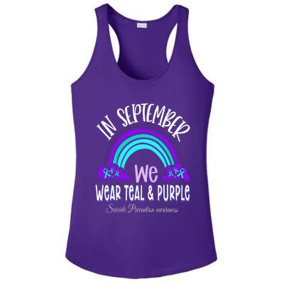 In September We Wear Teal Purple Ribbon Suicide Prevention Ladies PosiCharge Competitor Racerback Tank