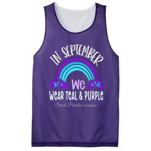 In September We Wear Teal Purple Ribbon Suicide Prevention Mesh Reversible Basketball Jersey Tank