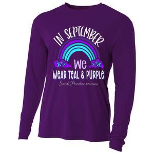 In September We Wear Teal Purple Ribbon Suicide Prevention Cooling Performance Long Sleeve Crew