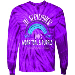 In September We Wear Teal Purple Ribbon Suicide Prevention Tie-Dye Long Sleeve Shirt