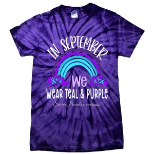 In September We Wear Teal Purple Ribbon Suicide Prevention Tie-Dye T-Shirt