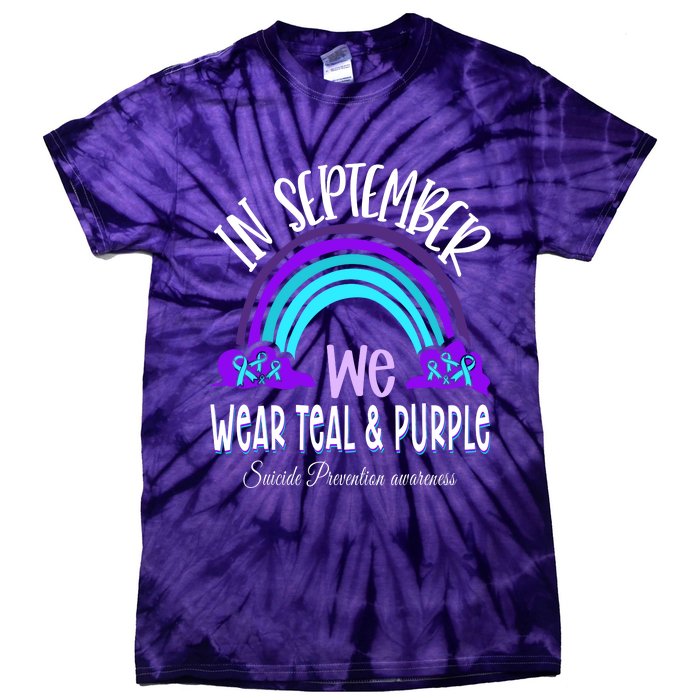 In September We Wear Teal Purple Ribbon Suicide Prevention Tie-Dye T-Shirt