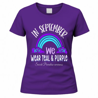 In September We Wear Teal Purple Ribbon Suicide Prevention Women's T-Shirt