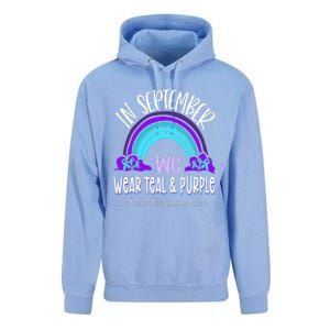 In September We Wear Teal Purple Ribbon Suicide Prevention Unisex Surf Hoodie