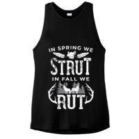 In Spring We Strut In Fall We Rut Turkey & Deer Hunters Ladies PosiCharge Tri-Blend Wicking Tank