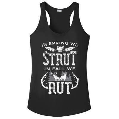 In Spring We Strut In Fall We Rut Turkey & Deer Hunters Ladies PosiCharge Competitor Racerback Tank