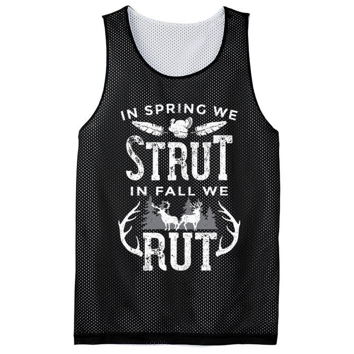 In Spring We Strut In Fall We Rut Turkey & Deer Hunters Mesh Reversible Basketball Jersey Tank