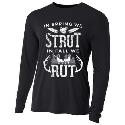 In Spring We Strut In Fall We Rut Turkey & Deer Hunters Cooling Performance Long Sleeve Crew