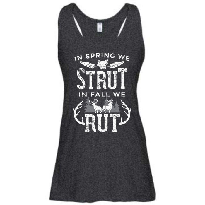 In Spring We Strut In Fall We Rut Turkey & Deer Hunters Ladies Essential Flowy Tank