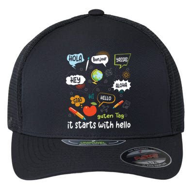 It Starts With Hello Flexfit Unipanel Trucker Cap