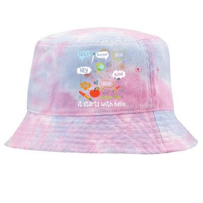 It Starts With Hello Tie-Dyed Bucket Hat