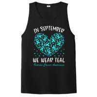 In September We Wear Teal Ovarian Cancer Awareness Hearts PosiCharge Competitor Tank