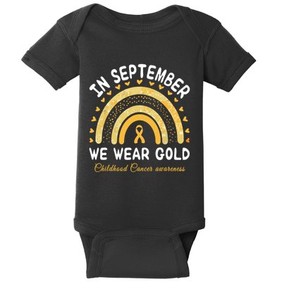 In September We Wear Gold Rainbow Childhood Cancer Awareness Baby Bodysuit