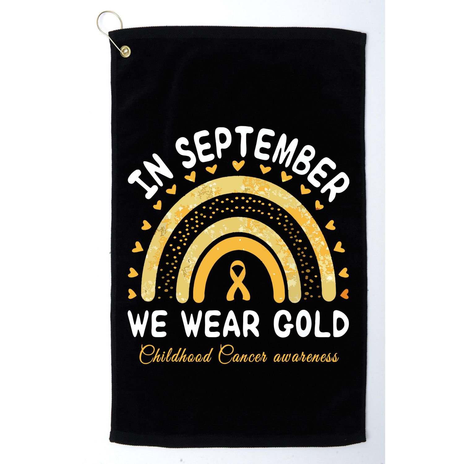 In September We Wear Gold Rainbow Childhood Cancer Awareness Golf Towel