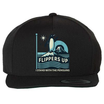 I Stand With Penguins Design Wool Snapback Cap