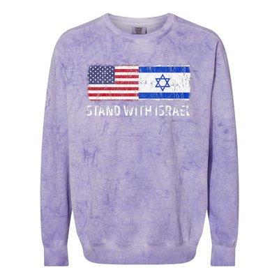 I Stand With Israel USA Israeli Flag Jewish Colorblast Crewneck Sweatshirt