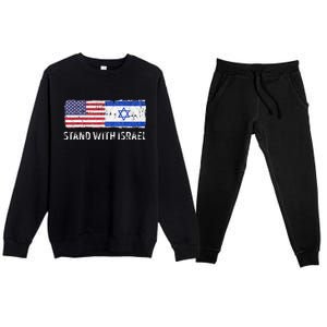 I Stand With Israel USA Israeli Flag Jewish Premium Crewneck Sweatsuit Set