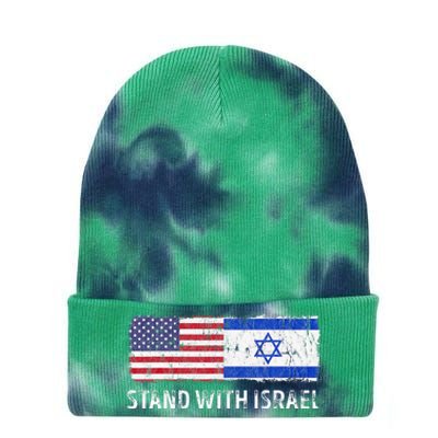 I Stand With Israel USA Israeli Flag Jewish Tie Dye 12in Knit Beanie