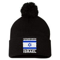 I Stand With Israel Israel Flag Patriotic Israel Pom Pom 12in Knit Beanie