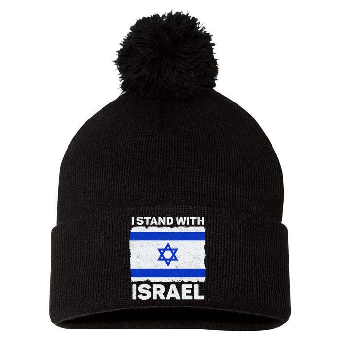 I Stand With Israel Israel Flag Patriotic Israel Pom Pom 12in Knit Beanie